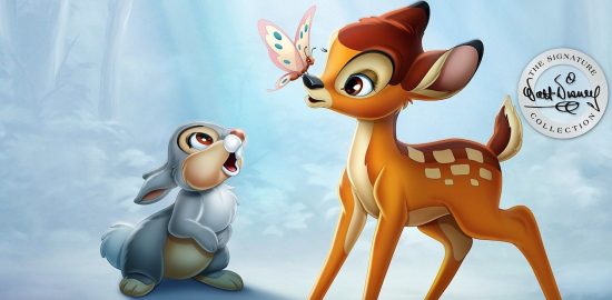 FOTAP Borsa Tote In Tela Con Bambi E Thumper, Personaggi Disney, Shopping Bag 37,8x34,8 Cm, Manici 26,9 Cm, Regalo Fan